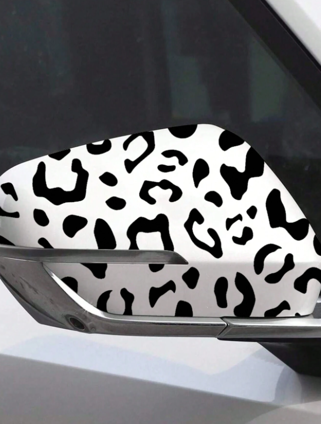 Chic Leopard Print Waterproof Vinyl Decals - Car Stickers for side Mirrors & Windows - Durable Easy-Apply Vehicle Accessories - Trendy Animal Print Decals for Various Surfaces - Fashion Car Decorative