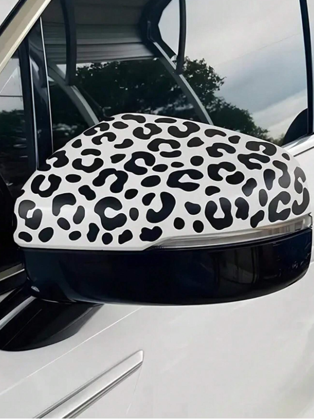 Chic Leopard Print Waterproof Vinyl Decals - Car Stickers for side Mirrors & Windows - Durable Easy-Apply Vehicle Accessories - Trendy Animal Print Decals for Various Surfaces - Fashion Car Decorative