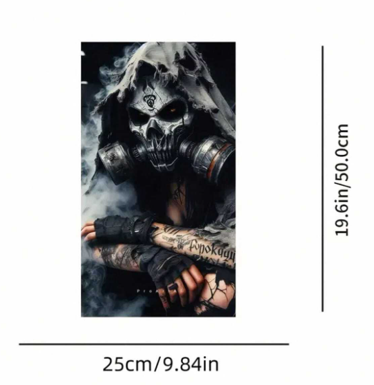 2PC Clown Skull Car B-Pillar Decals | Horror Joker Skull Door Post Stickers | Large Vinyl Halloween Theme Car Wrap | Waterproof Gothic Vehicle Decoration | Easy Apply & Remove | Universal Fit