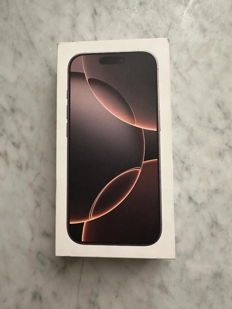 BRAND NEW IPHONE 16 Pro Max 256/8GB RAM, PHYSICAL SIM with eSim, 6.9" AMOLED SCREEN SIZE, A18 Pro Bionic, 4685mAh BATTERY, 48MP CAMERA..COLOR Natural Desert..1 YEAR APPLE WARRANTY