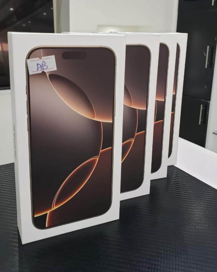 BRAND NEW IPHONE 16 Pro Max 256/8GB RAM, PHYSICAL SIM with eSim, 6.9" AMOLED SCREEN SIZE, A18 Pro Bionic, 4685mAh BATTERY, 48MP CAMERA..COLOR Natural Desert..1 YEAR APPLE WARRANTY
