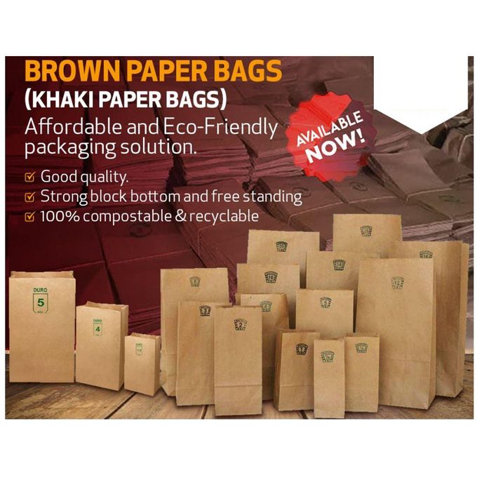50pcs Khaki Grocery Packing Paper Bags
