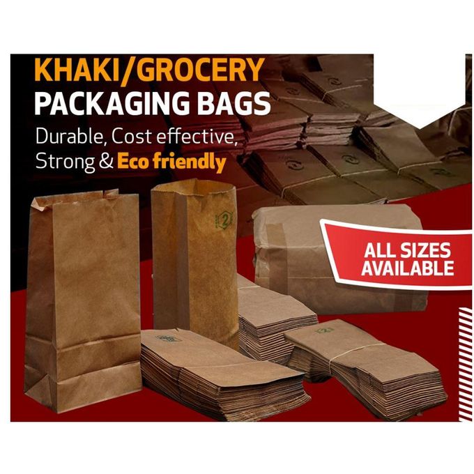 50pcs Khaki Grocery Packing Paper Bags