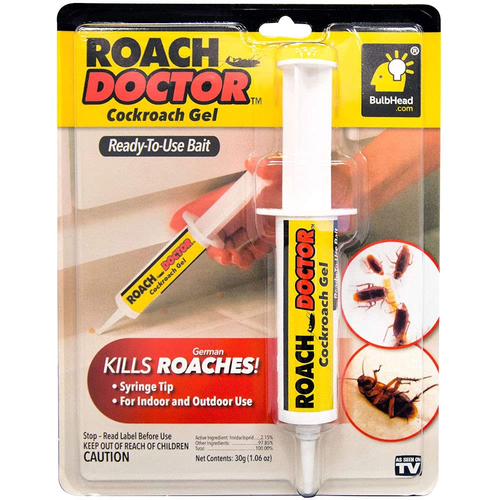 Roach Doctor Cockroach Gel Ready-to-Use Cockroach Gel Bait - Outdoor & Indoor Roach Killer with Syringe Applicator