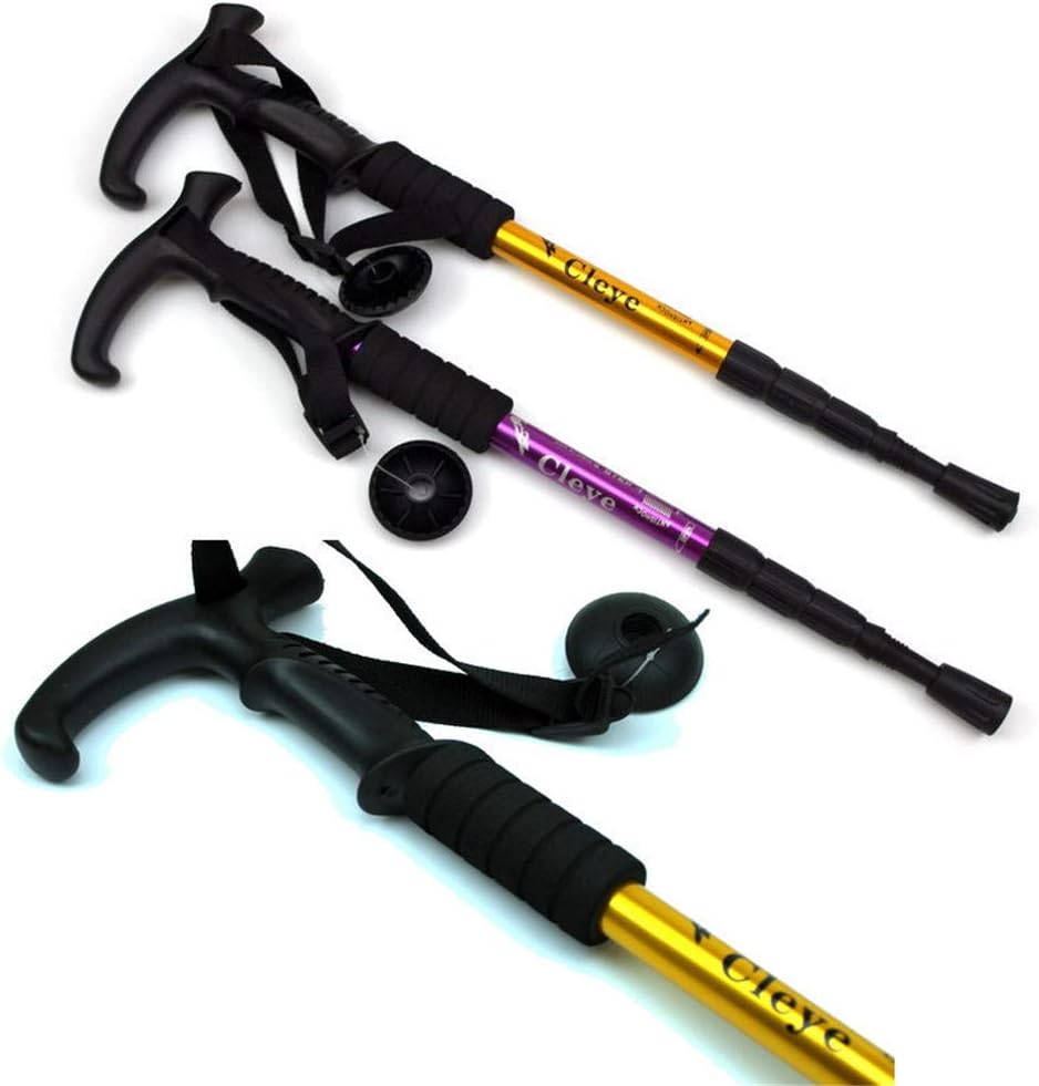 Aluminium Alloy Shock Absorber T-Handle Trekking Pole Walking Stick Outdoor Hiking Travel Accessories