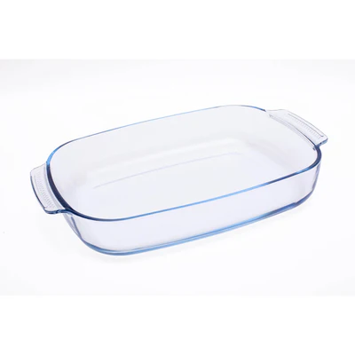 BOROSILICATE GLASS RACTANGLE BAKEWARE WITH HANDLE 2.0 LITER, CLEAR