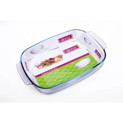 BOROSILICATE GLASS RACTANGLE BAKEWARE WITH HANDLE 2.0 LITER, CLEAR