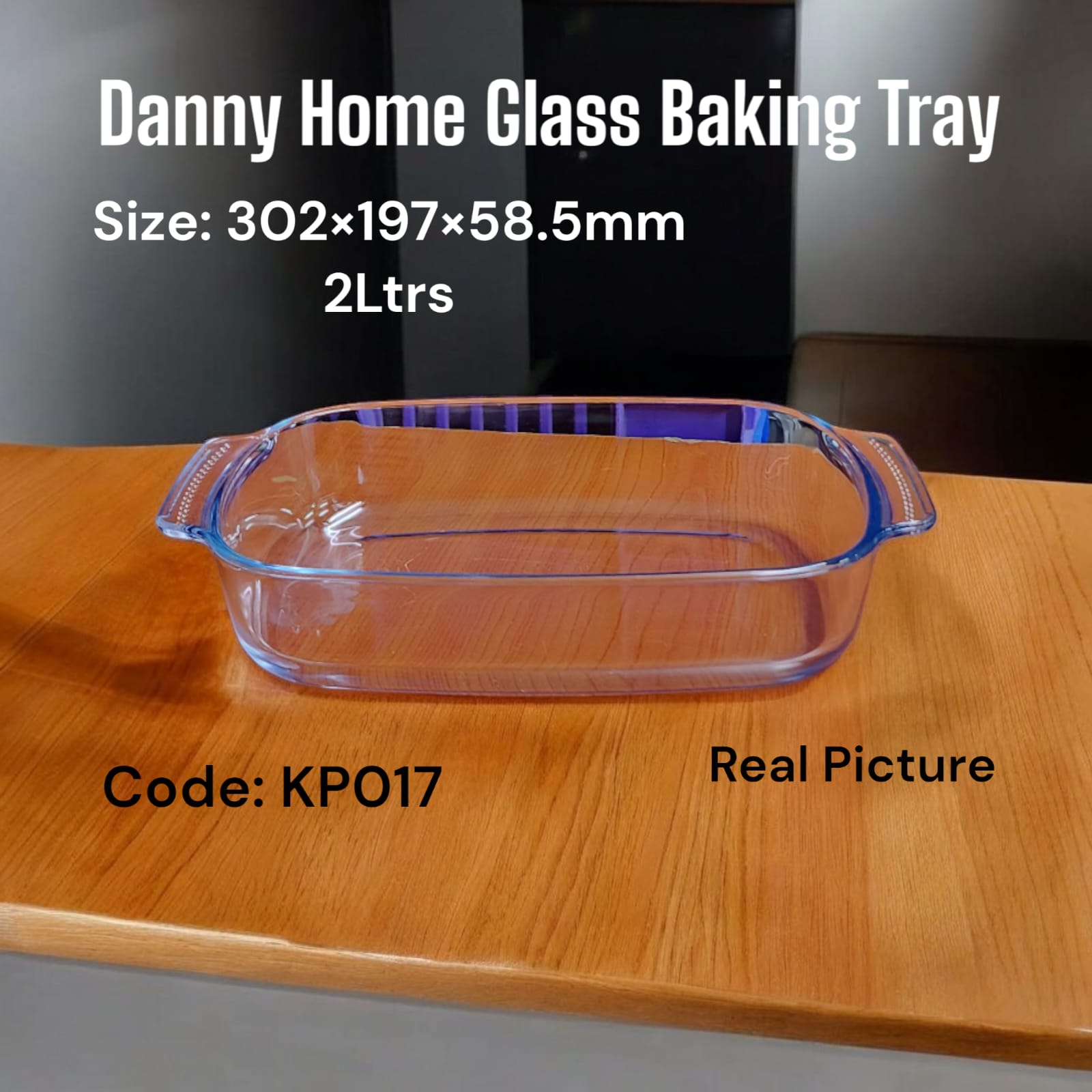 BOROSILICATE GLASS RACTANGLE BAKEWARE WITH HANDLE 2.0 LITER, CLEAR