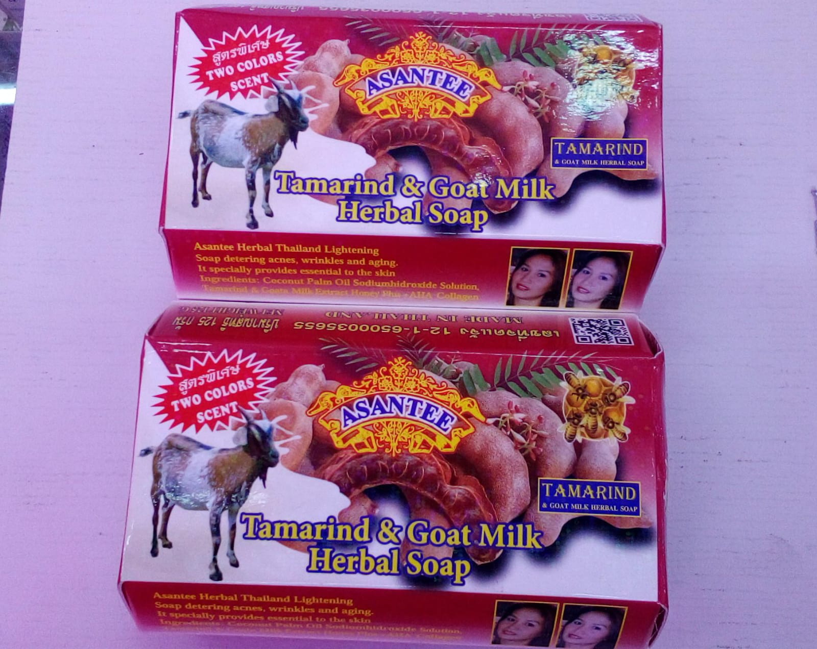 Asantee Herbal Tamarind & Goat Milk Soap Whitening Anti Acnes Anti-Wrinkles and Anti - Ageing With Honey and Coconut Oil Brightens Skin Natural Skin Care 125g