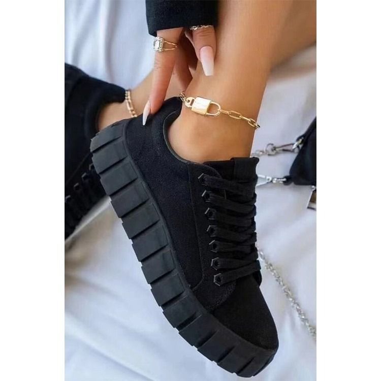 Africa's new cross-border large size foreign trade shoes women's thick sole lace-up casual flat shoes women's shoes Korean version of fashion couple shoes wholesale