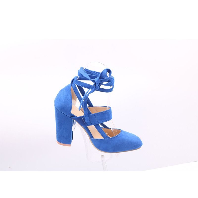Africa's new women's shoes 34 to 43 yards foreign trade 2025 new European and American thick heel suede ankle bracelet strap thick heel high-heeled sandals women
