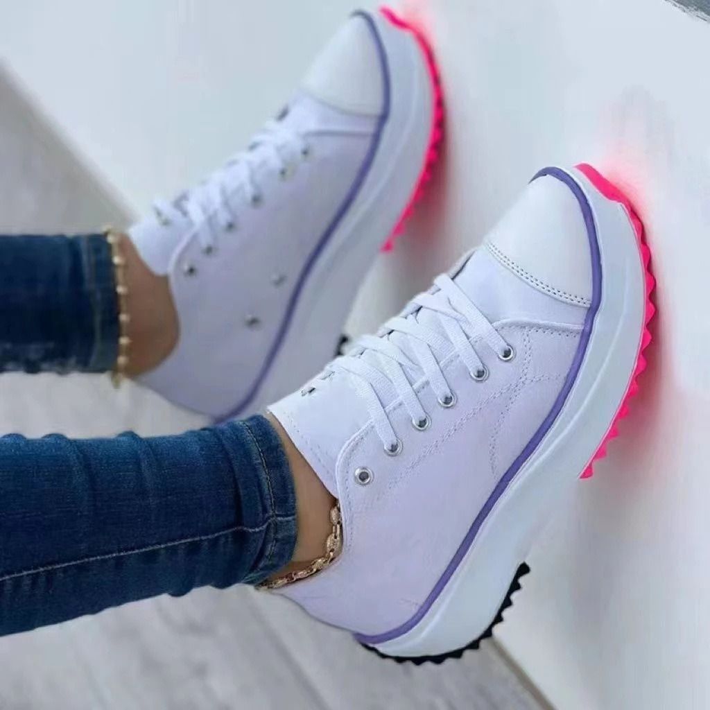 Africa cross-border large size casual single shoes women 2022 spring and autumn new solid color thick soled lace-up canvas shoes casual shoes