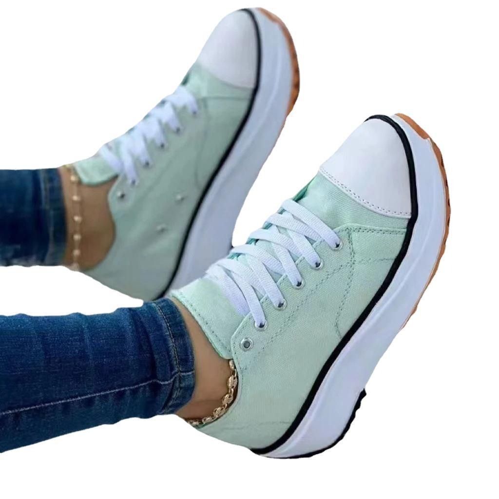 Africa cross-border large size casual single shoes women 2022 spring and autumn new solid color thick soled lace-up canvas shoes casual shoes