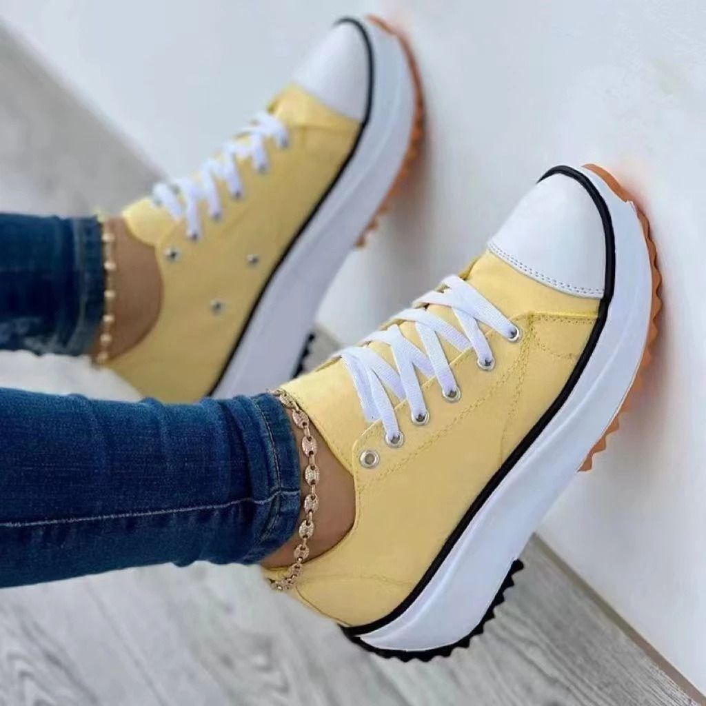 Africa cross-border large size casual single shoes women 2022 spring and autumn new solid color thick soled lace-up canvas shoes casual shoes