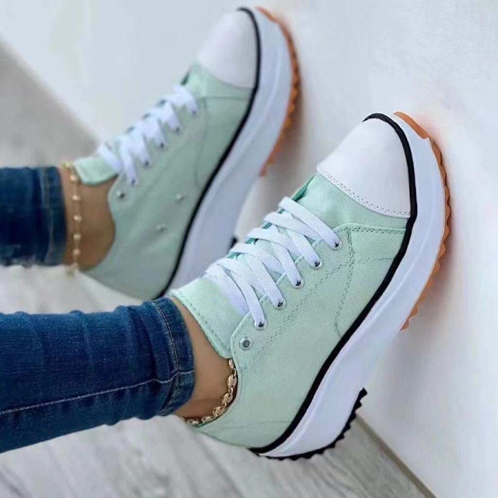 Africa cross-border large size casual single shoes women 2022 spring and autumn new solid color thick soled lace-up canvas shoes casual shoes
