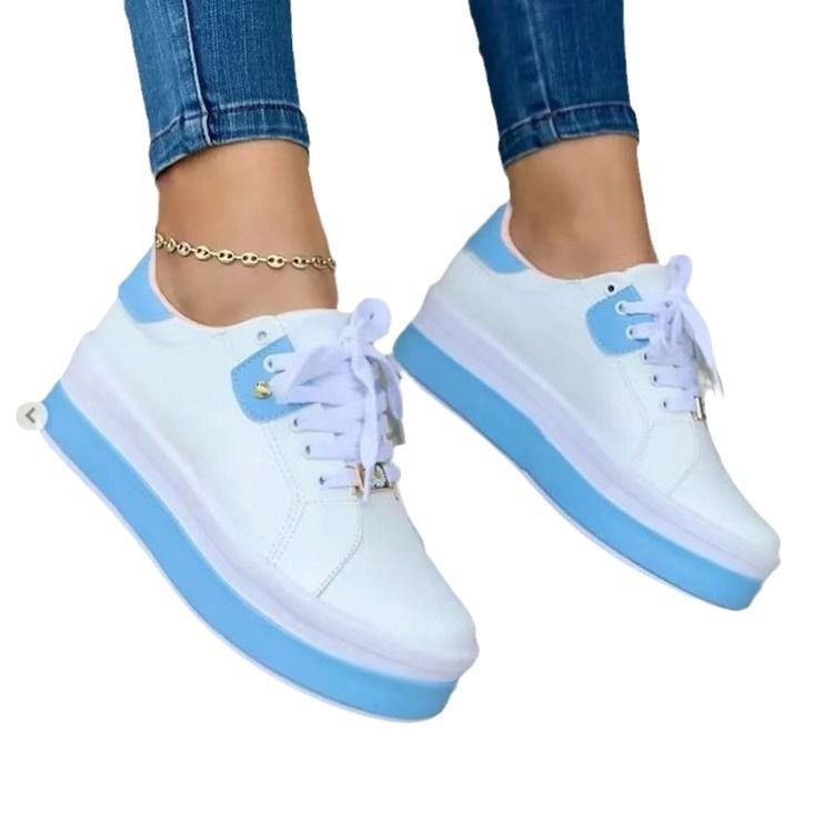 Africa new large size foreign trade 2024 summer round head four seasons new muffin bottom black and white double lacing casual sports women's single shoes