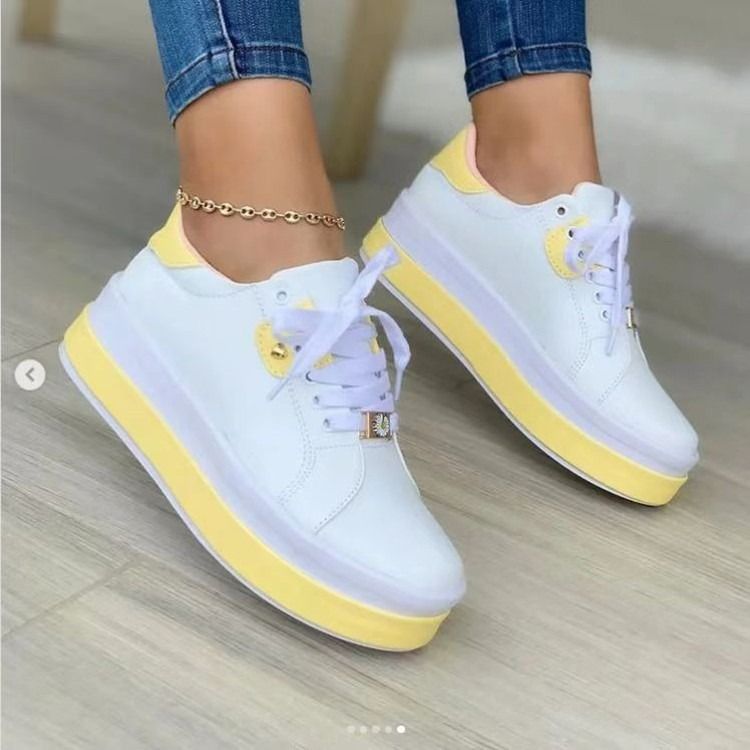 Africa new large size foreign trade 2024 summer round head four seasons new muffin bottom black and white double lacing casual sports women's single shoes
