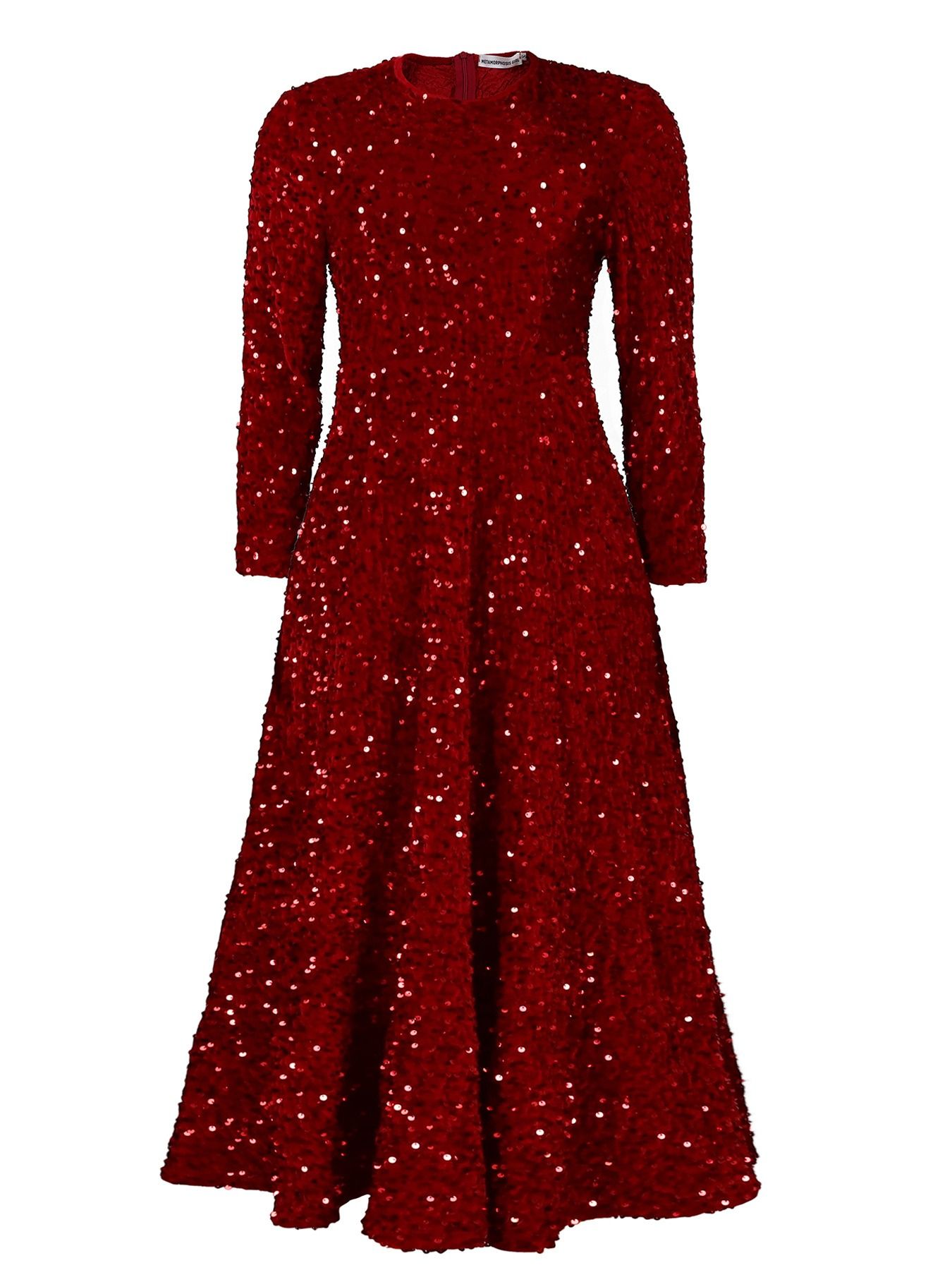 African America 2024 D469 New Fashion Women's Round Neck Long Sleeve Solid Color Sequins High Waist Temperament Mid-long Evening Dress Pop Sequins Temperament Elegant Style