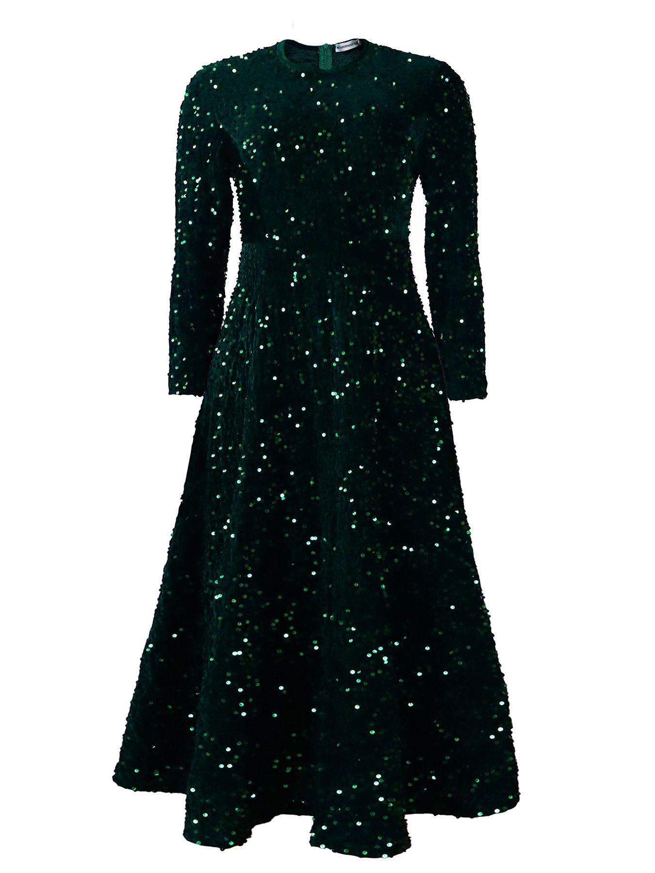 African America 2024 D469 New Fashion Women's Round Neck Long Sleeve Solid Color Sequins High Waist Temperament Mid-long Evening Dress Pop Sequins Temperament Elegant Style