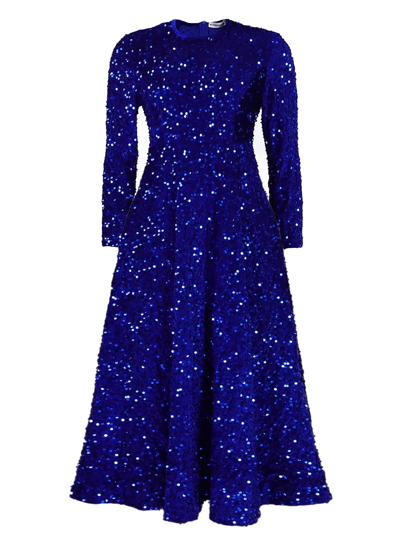 African America 2024 D469 New Fashion Women's Round Neck Long Sleeve Solid Color Sequins High Waist Temperament Mid-long Evening Dress Pop Sequins Temperament Elegant Style