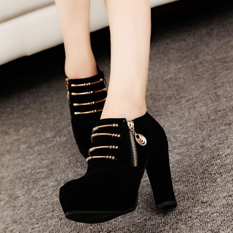 2024 Africa's new European and American chunky ankle boots women's quick sale full high heel waterproof platform single boot side zipper Martin boots wholesale