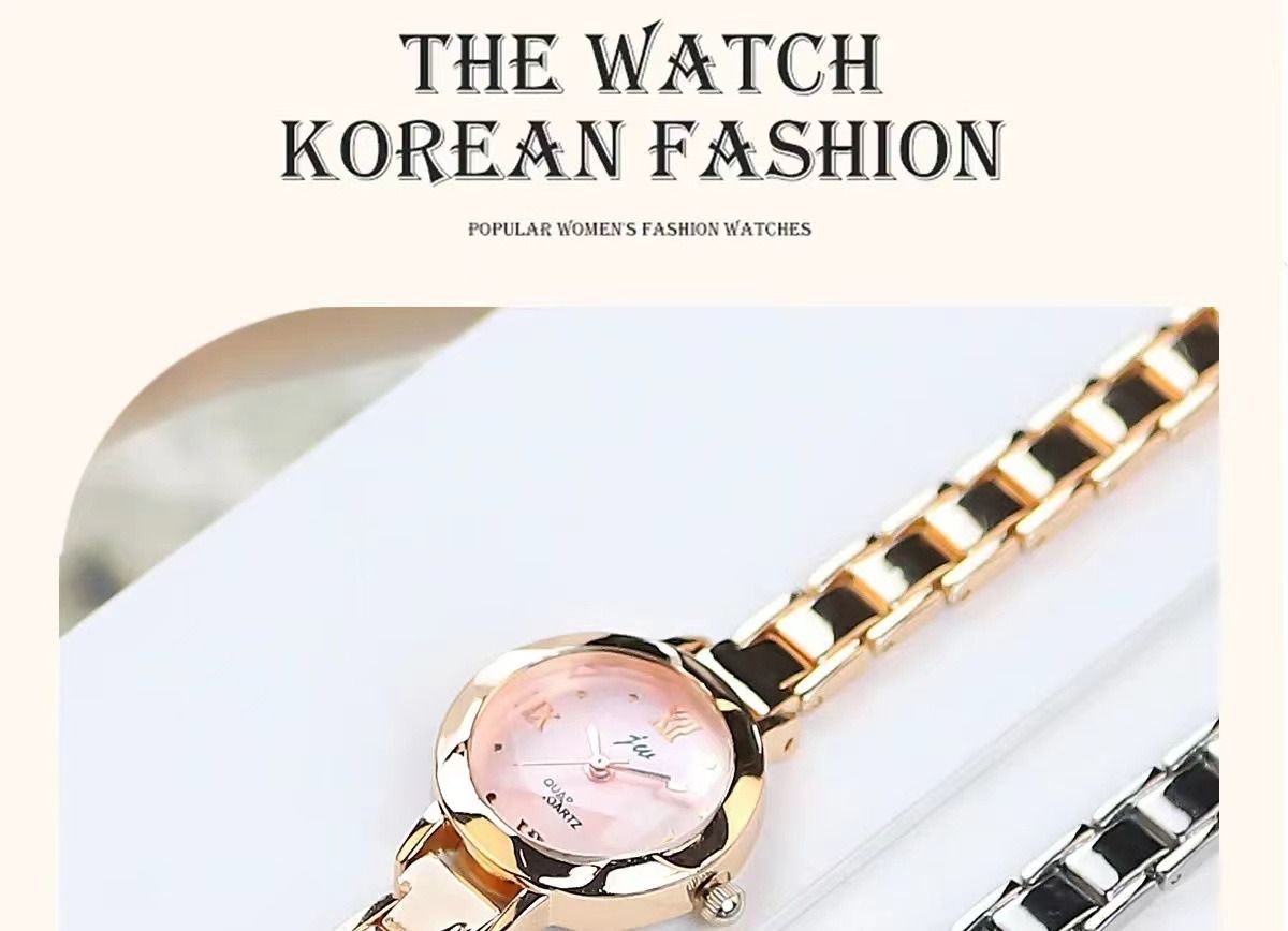 2025 Africa New Fashion Style Women's Watch Students Small Dial Korean Version Temperament Simple Electronic Quart  Watch White Chrome-plated Case Bright Beautiful Refined Aloy Strap Comfortable Fit