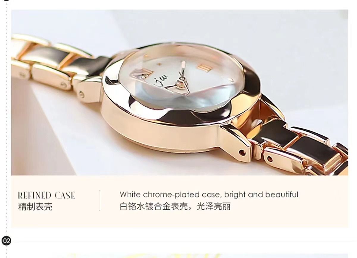 2025 Africa New Fashion Style Women's Watch Students Small Dial Korean Version Temperament Simple Electronic Quart  Watch White Chrome-plated Case Bright Beautiful Refined Aloy Strap Comfortable Fit