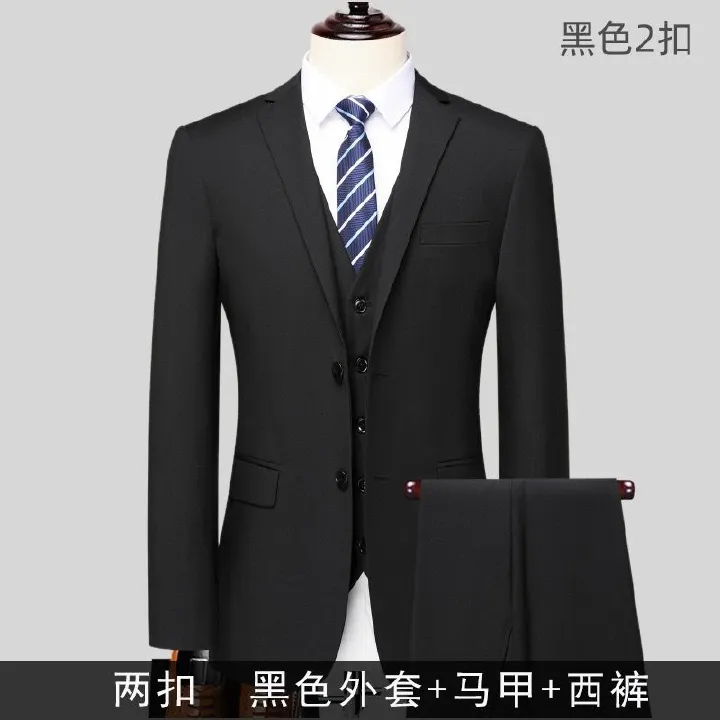 2025 African European Suit Set Men's Three-piece Set Korean-style Fashionable Professional Wedding Attendant Suit Office Group Wear Fashionable Urban Wear Business Formal Suit