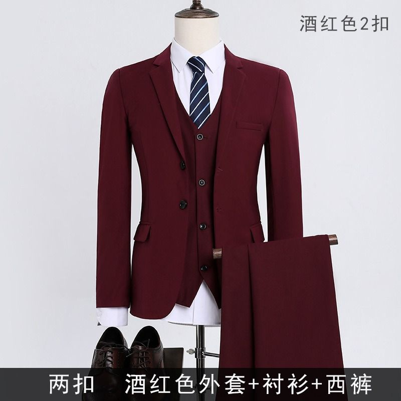 2025 African European Suit Set Men's Three-piece Set Korean-style Fashionable Professional Wedding Attendant Suit Office Group Wear Fashionable Urban Wear Business Formal Suit