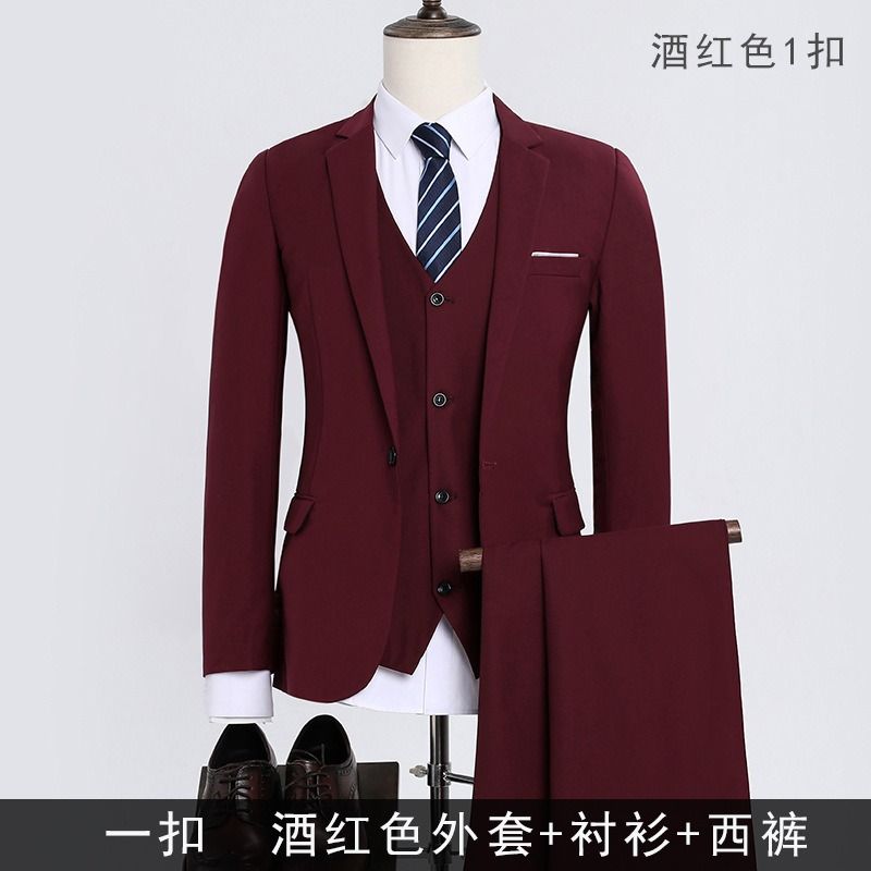 2025 African European Suit Set Men's Three-piece Set Korean-style Fashionable Professional Wedding Attendant Suit Office Group Wear Fashionable Urban Wear Business Formal Suit
