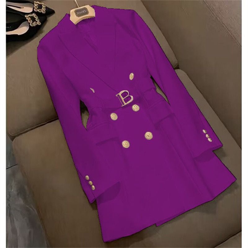 High-end Flashy Women's Mid-length Coat Blazer 2026New Style African European Spring-autumn Elegant British Style Single-button Windbreaker Trend Three Double-breasted Buttons Patchwork Technique