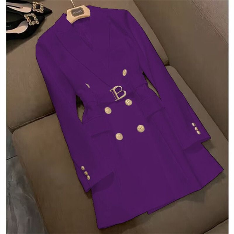High-end Flashy Women's Mid-length Coat Blazer 2026New Style African European Spring-autumn Elegant British Style Single-button Windbreaker Trend Three Double-breasted Buttons Patchwork Technique