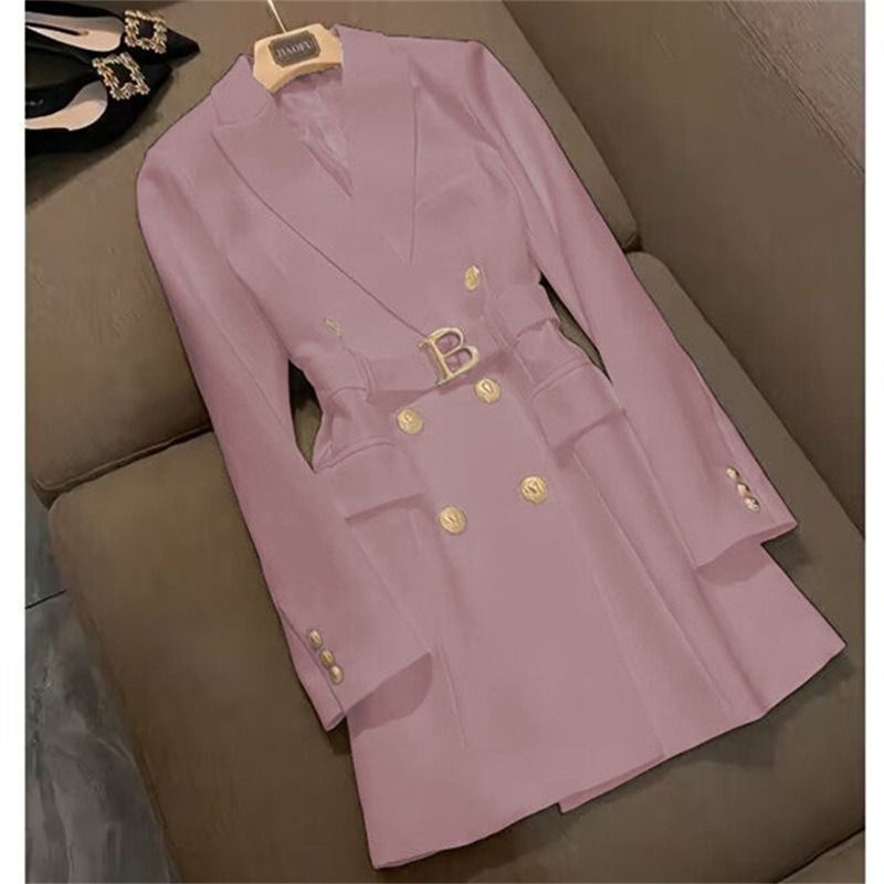High-end Flashy Women's Mid-length Coat Blazer 2026New Style African European Spring-autumn Elegant British Style Single-button Windbreaker Trend Three Double-breasted Buttons Patchwork Technique