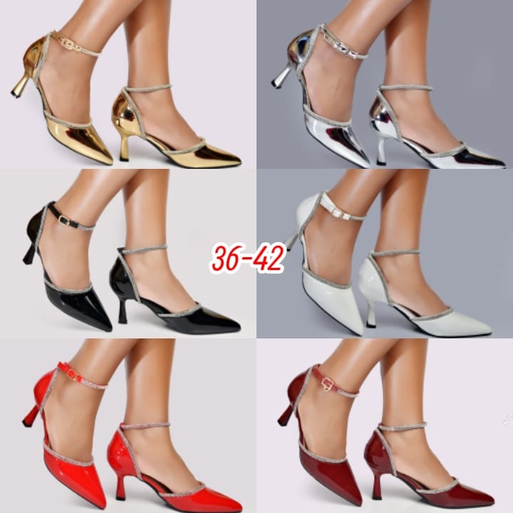 Women’s red Mirror Pointed-Toe Kitten Heels /short heels with Rhinestone Ankle Strap – Elegant Party, Wedding & Evening Dress Shoes