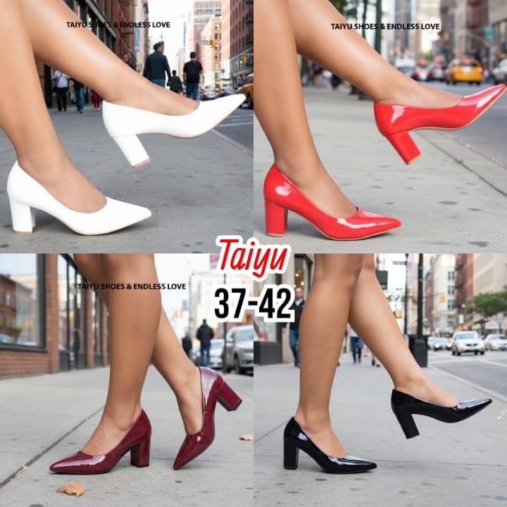 High quality Women’s red wine Patent Leather Pointed-Toe medium high Block Heels – comfortable, anti slip, Elegant Office, Party & Formal Wear Classic Pumps