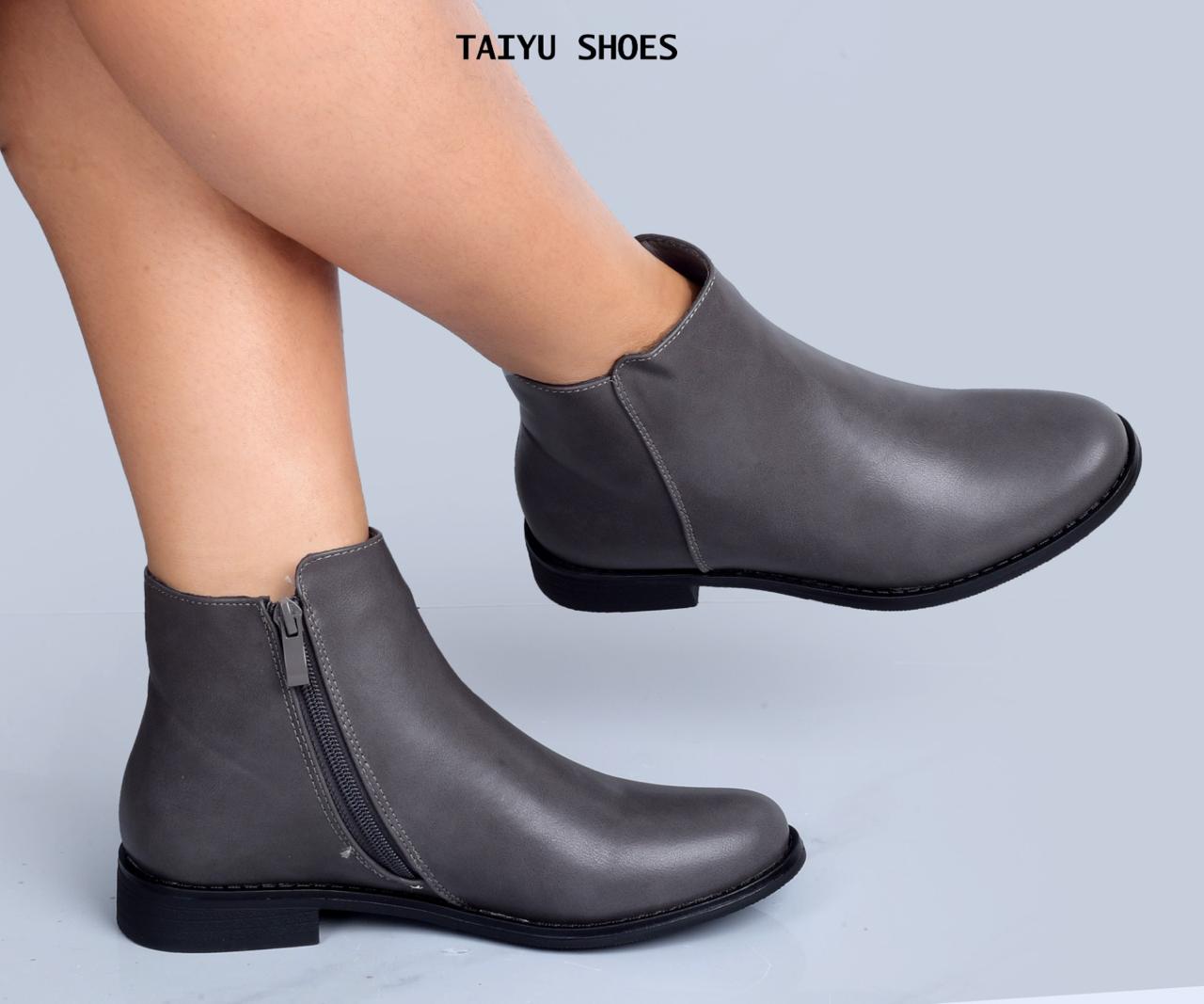 Women’s Black Ankle Booties – Elegant Leather-Look Low Heel Boots with Side Zip Closure, Round Toe Comfortable Casual & Formal Fashion Shoes