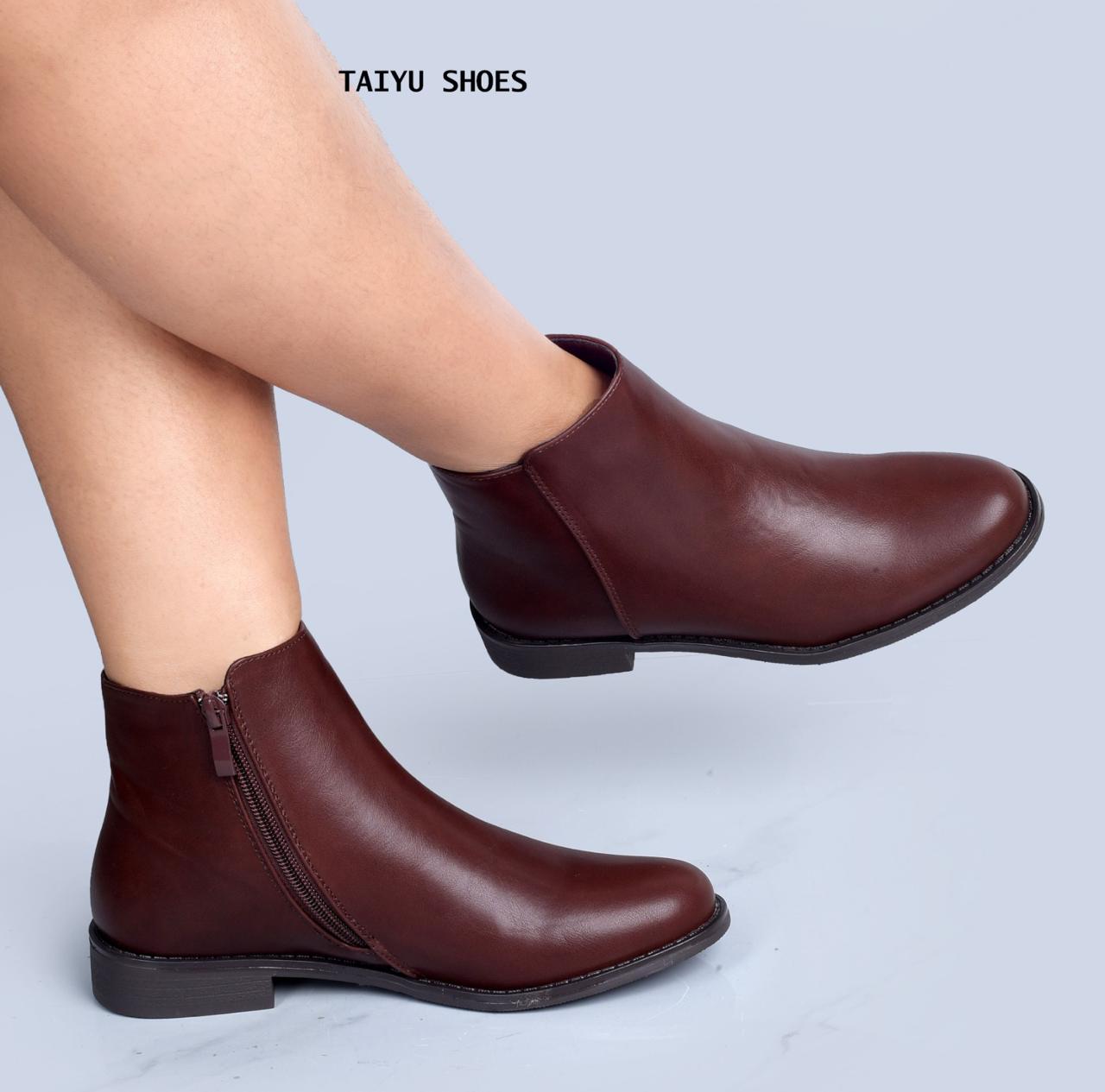 Women’s Black Ankle Booties – Elegant Leather-Look Low Heel Boots with Side Zip Closure, Round Toe Comfortable Casual & Formal Fashion Shoes