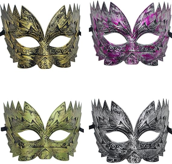 Retro Masquerade Mask Halloween Cosplay Makeup Prop Mardi Gras Half Face Mask  for Dance Party Carnival Golden Silver Party Mask Ancient Mask