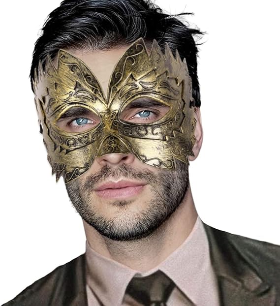 Retro Masquerade Mask Halloween Cosplay Makeup Prop Mardi Gras Half Face Mask  for Dance Party Carnival Golden Silver Party Mask Ancient Mask