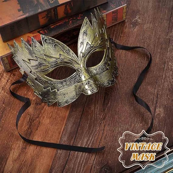 Retro Masquerade Mask Halloween Cosplay Makeup Prop Mardi Gras Half Face Mask  for Dance Party Carnival Golden Silver Party Mask Ancient Mask