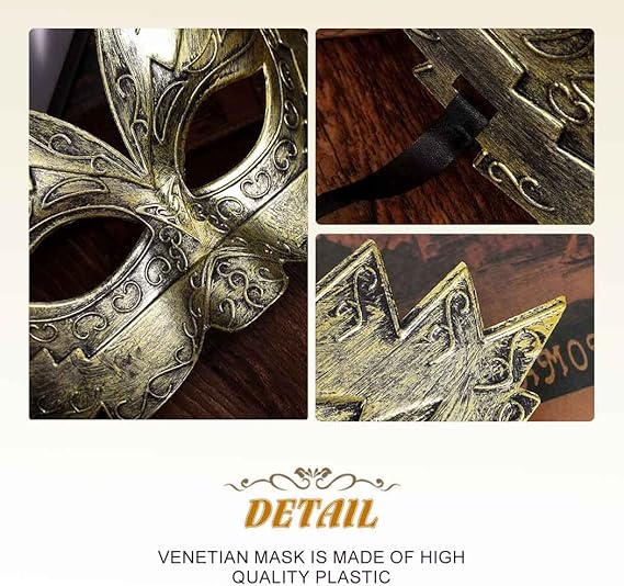 Retro Masquerade Mask Halloween Cosplay Makeup Prop Mardi Gras Half Face Mask  for Dance Party Carnival Golden Silver Party Mask Ancient Mask