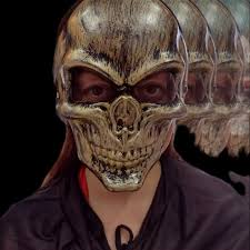 full face masquerade Halloween Full Face Skull Skeleton Mask Hunting Scary Mask Party Costume Good Quality Halloween Mask Horror Show Prop Scary Face Masks Spooky Skull Mask Full Face Silver Gold Colo