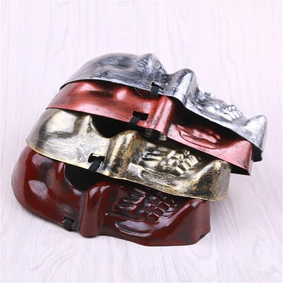 full face masquerade Halloween Full Face Skull Skeleton Mask Hunting Scary Mask Party Costume Good Quality Halloween Mask Horror Show Prop Scary Face Masks Spooky Skull Mask Full Face Silver Gold Colo