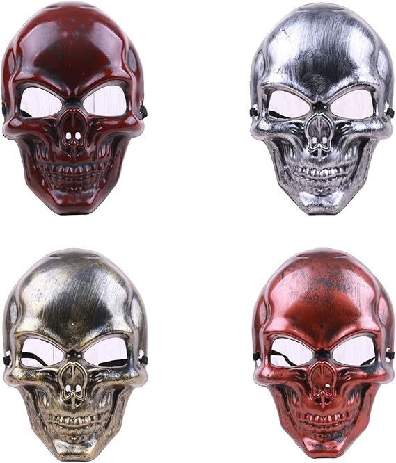 full face masquerade Halloween Full Face Skull Skeleton Mask Hunting Scary Mask Party Costume Good Quality Halloween Mask Horror Show Prop Scary Face Masks Spooky Skull Mask Full Face Silver Gold Colo