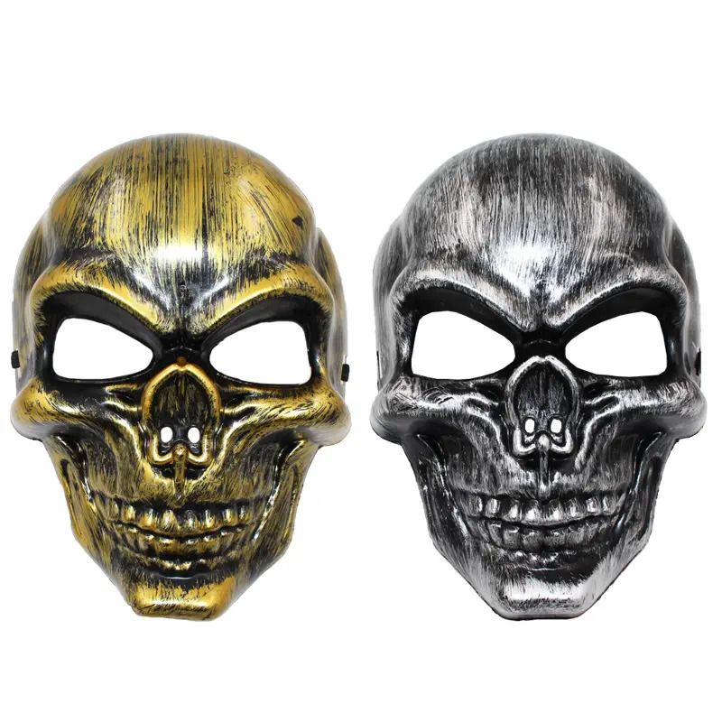 full face masquerade Halloween Full Face Skull Skeleton Mask Hunting Scary Mask Party Costume Good Quality Halloween Mask Horror Show Prop Scary Face Masks Spooky Skull Mask Full Face Silver Gold Colo