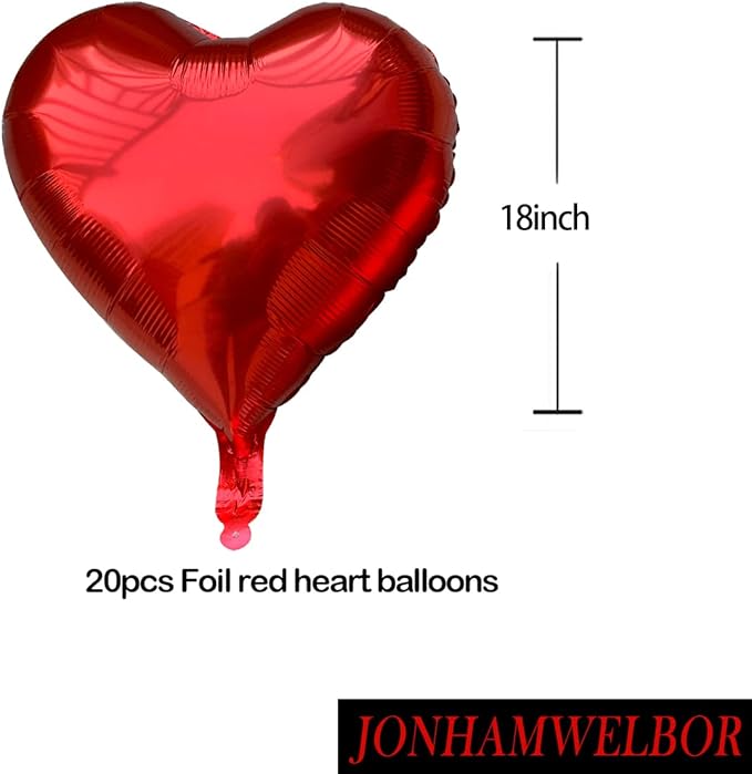 10 pcs Red Heart Balloons Helium 18 Inch Heart Shaped Foil Balloons for Valentines Day Mother's Day Engagement Anniversary Birthday Bridal Wedding Party Decorations valentines heart  graduation roman