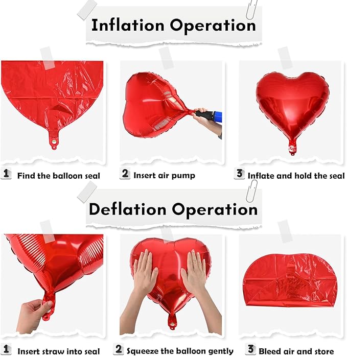 10 pcs Red Heart Balloons Helium 18 Inch Heart Shaped Foil Balloons for Valentines Day Mother's Day Engagement Anniversary Birthday Bridal Wedding Party Decorations valentines heart  graduation roman