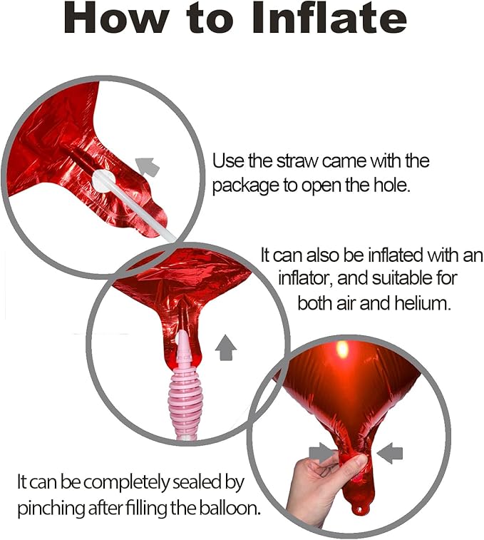 10 pcs Red Heart Balloons Helium 18 Inch Heart Shaped Foil Balloons for Valentines Day Mother's Day Engagement Anniversary Birthday Bridal Wedding Party Decorations valentines heart  graduation roman