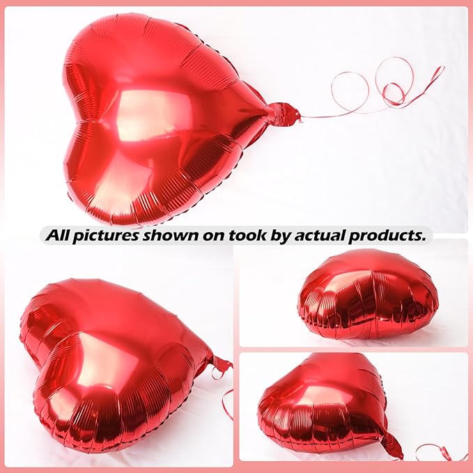 10 pcs Red Heart Balloons Helium 18 Inch Heart Shaped Foil Balloons for Valentines Day Mother's Day Engagement Anniversary Birthday Bridal Wedding Party Decorations valentines heart  graduation roman