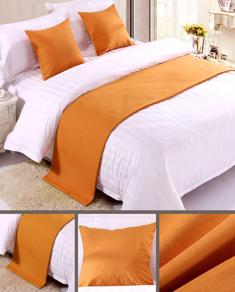 Classy Bed Runners With 2 Pieces Of Matching Cushion Covers